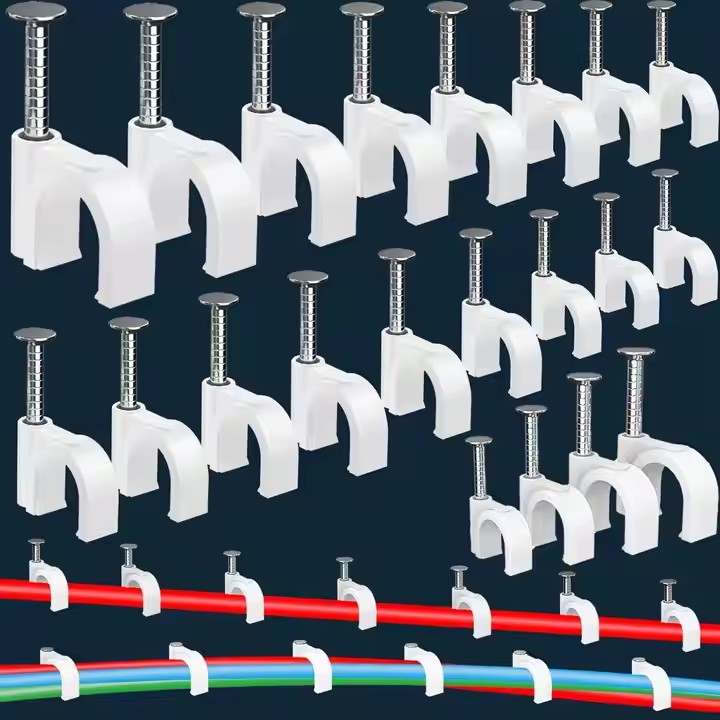  Cable Clips for Cable Management Cord Organizer, 300PCS White Nylon Plastic R-Type Cable Clamps
