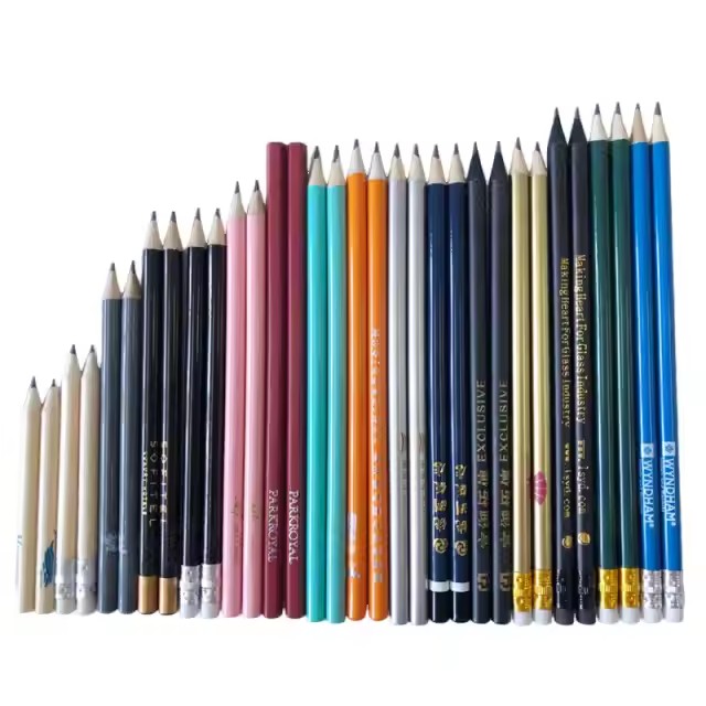  Wholesale Back to School Cheap Price Custom Wood Gift Pencil 7 Inch HB 2B 2H Lead Round Pencil with Eraser with Custom
