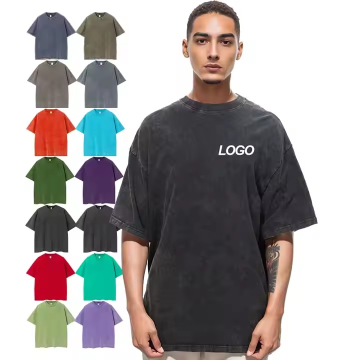  Wholesale Luxury Men 100% Cotton T Shirt High Quality Blank Vintage Logo Custom Faded Oversized Acid Washed T Shirt